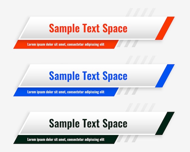 Free vector set of three lower third headline header template design