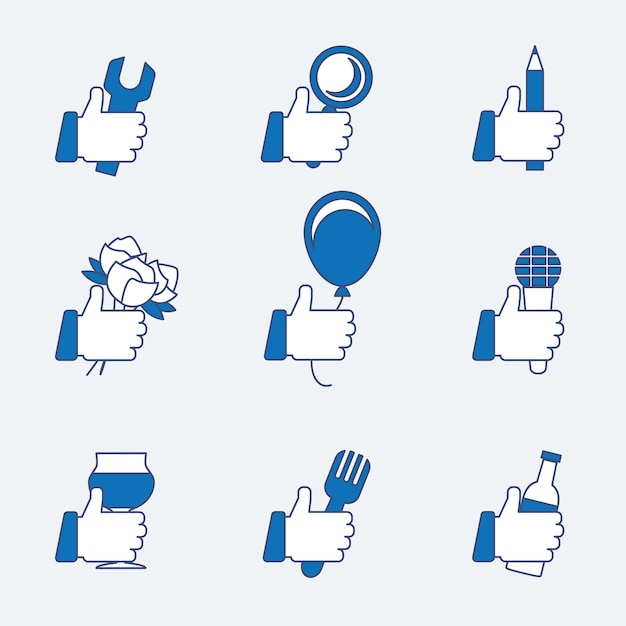 Free Vector set of thumbs up icons