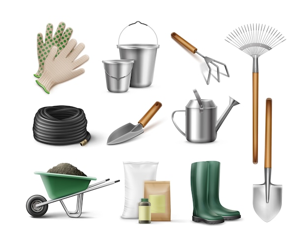 set of tools for gardening and horticulture