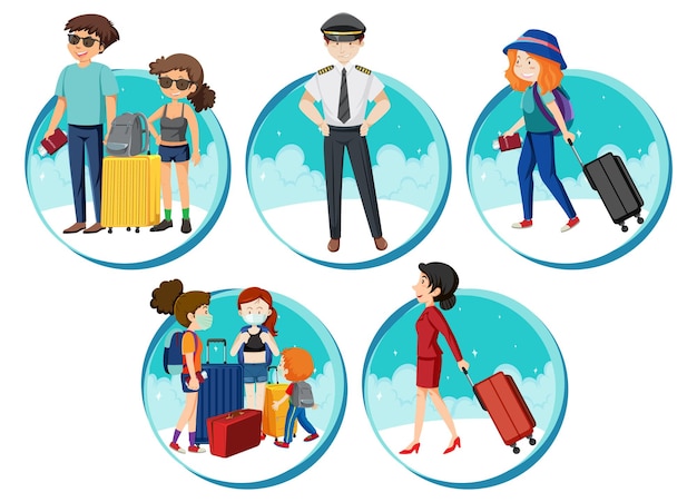 A set of Travel holiday theme man and women on white background