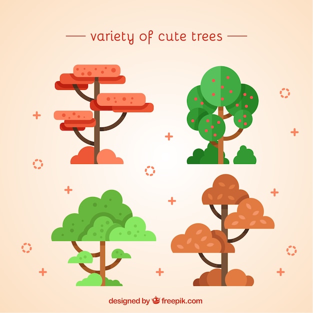 Free Vector set of trees in flat design