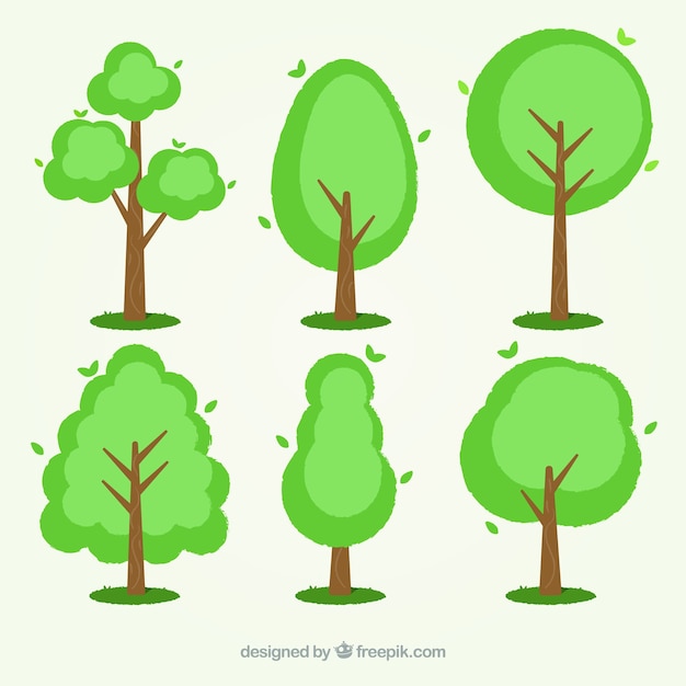 Set of trees in flat style