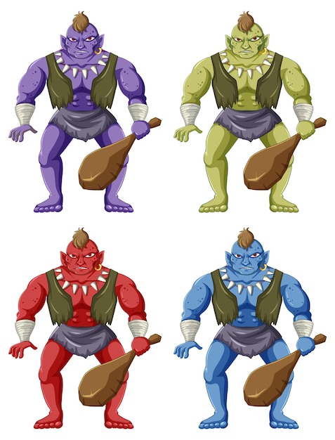 Free Vector set of troll cartoon character