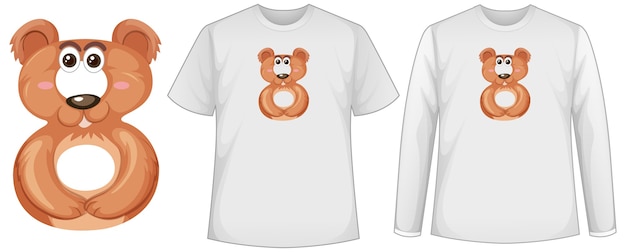 Free Vector set of two types of shirt with bear in number eight shape