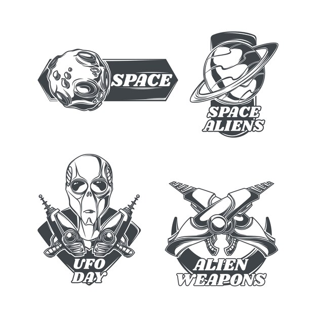 Set of UFO emblems