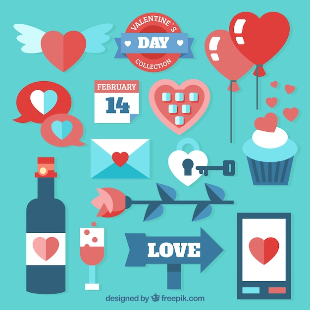 Free Vector set of valentine elements