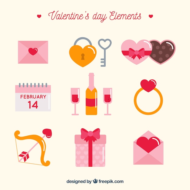 Set of valentine elements