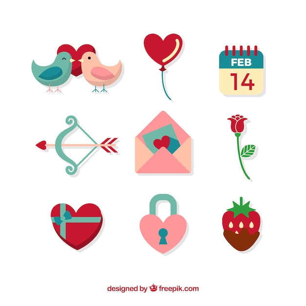 Set of valentine elements