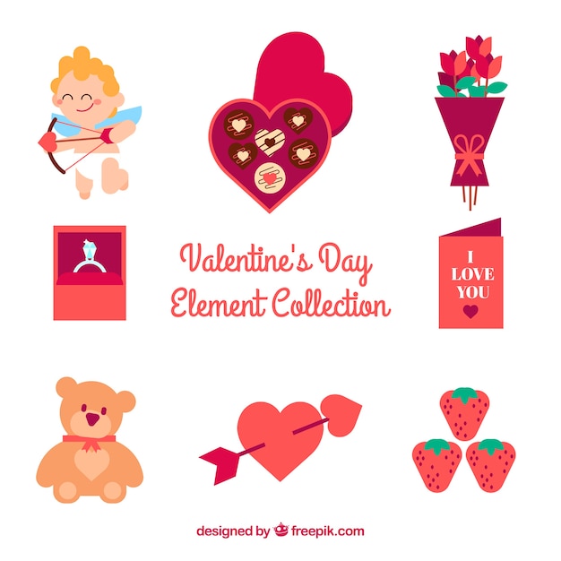 Set of valentine elements