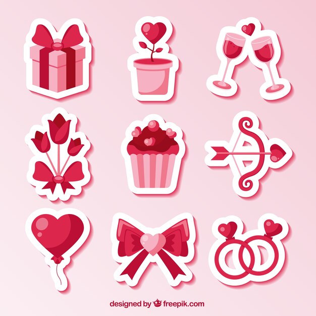 Set of valentine stickers