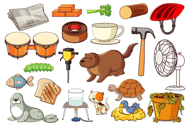 Free Vector set of various animals and objects