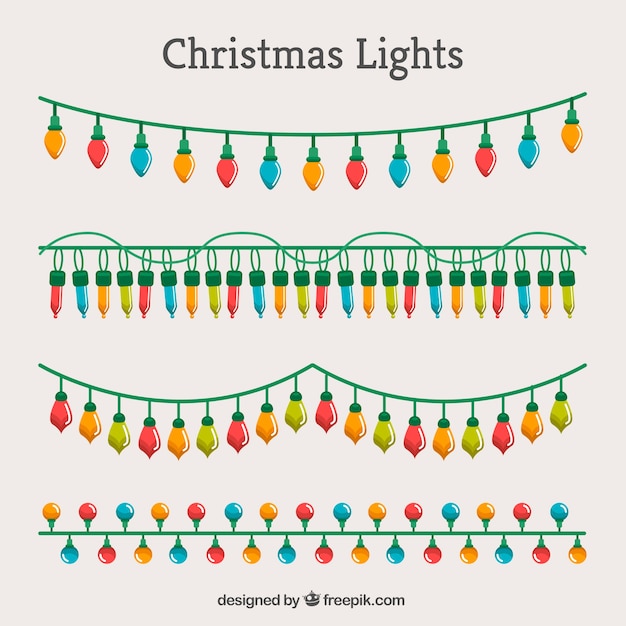 Free Vector set of various christmas lights