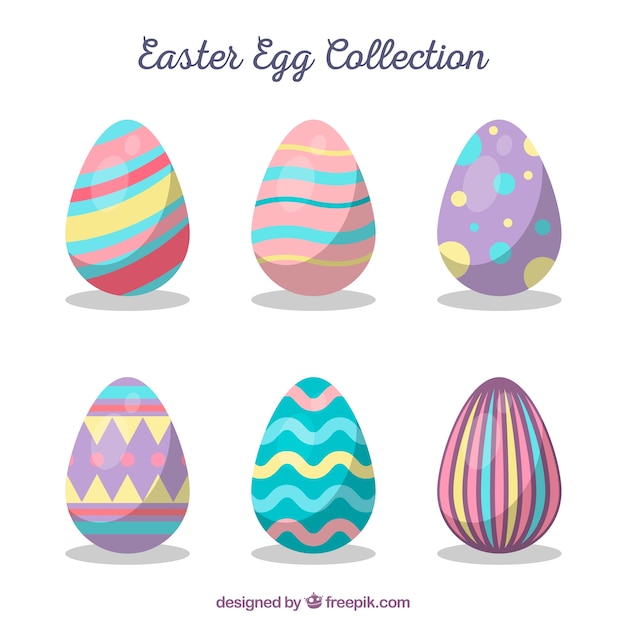 Set of various easter eggs with shadows