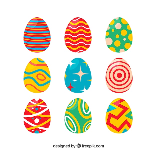 Free Vector set of various easter eggs