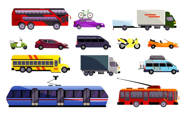 Free Vector set of various land vehicles