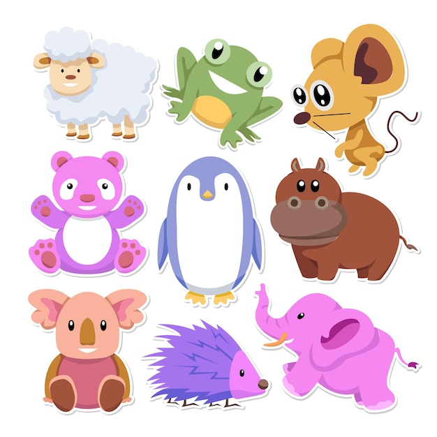 Free Vector set of various lovely animal in cartoon style vector