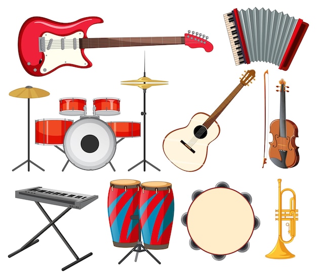 Free Vector set of various musical instruments