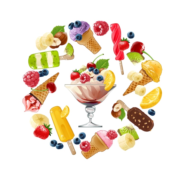 Free Vector set vector icons of ice cream