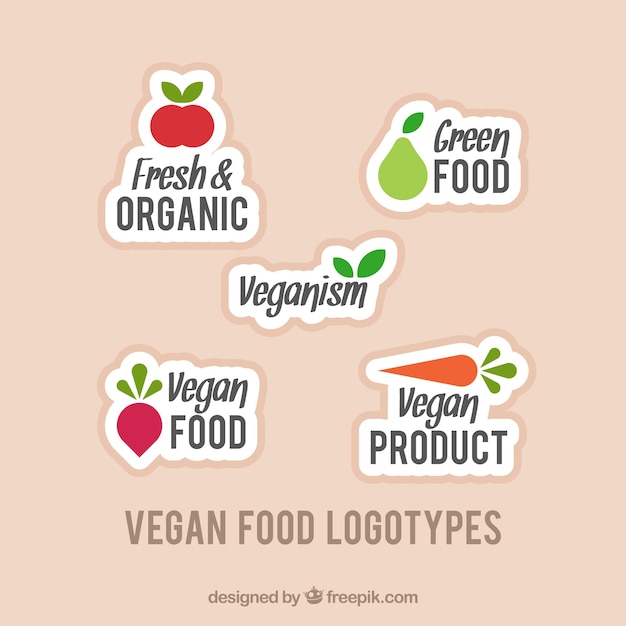 Free Vector set of vegan food labels 