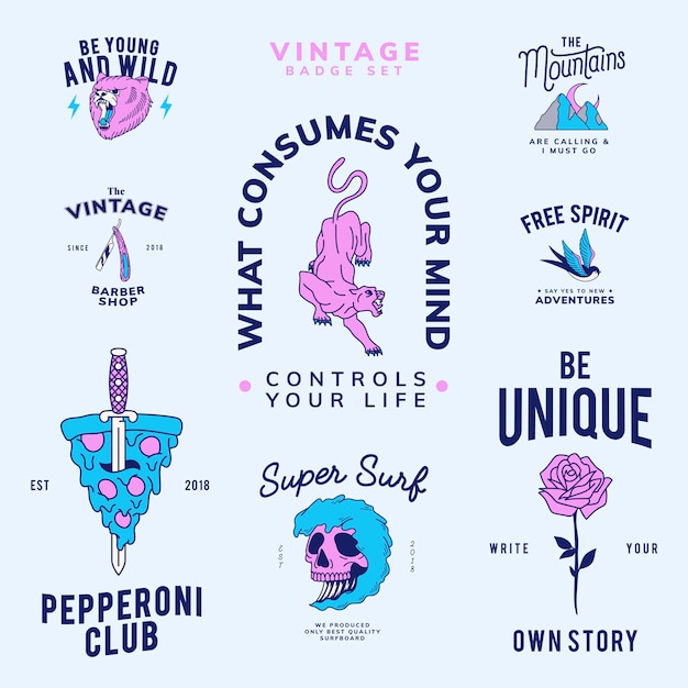 Free vector set of vintage badges design vector