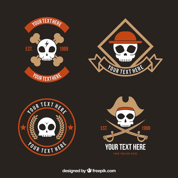 Free Vector set of vintage logos with skulls