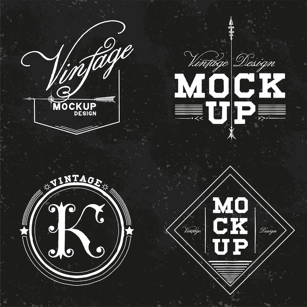 Free vector set of vintage mockup logo design vector