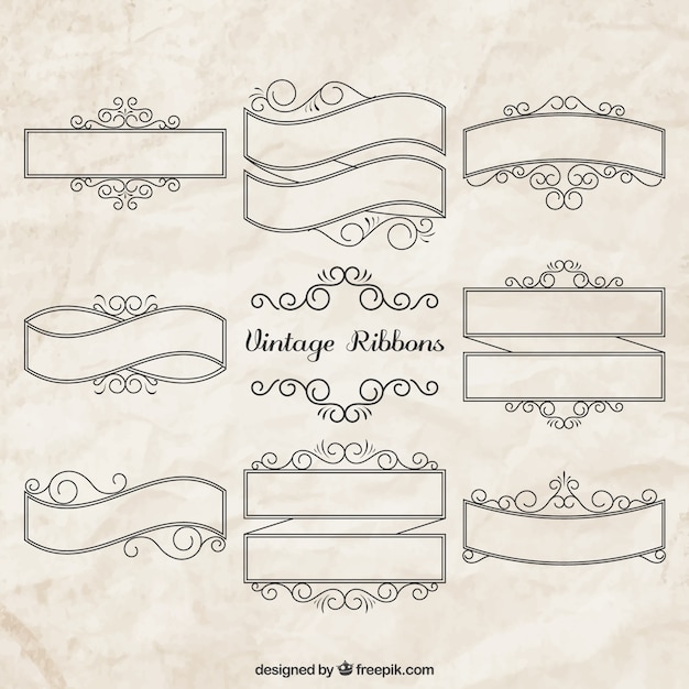 Free Vector set of vintage ribbons