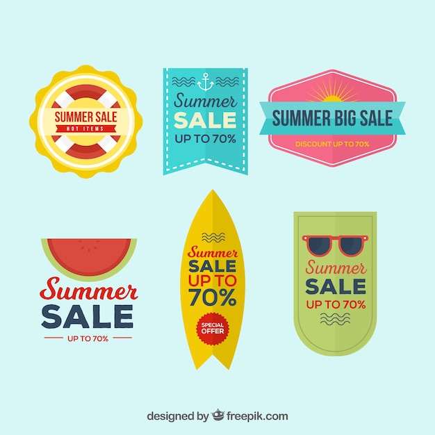 Set of vintage summer sale stickers