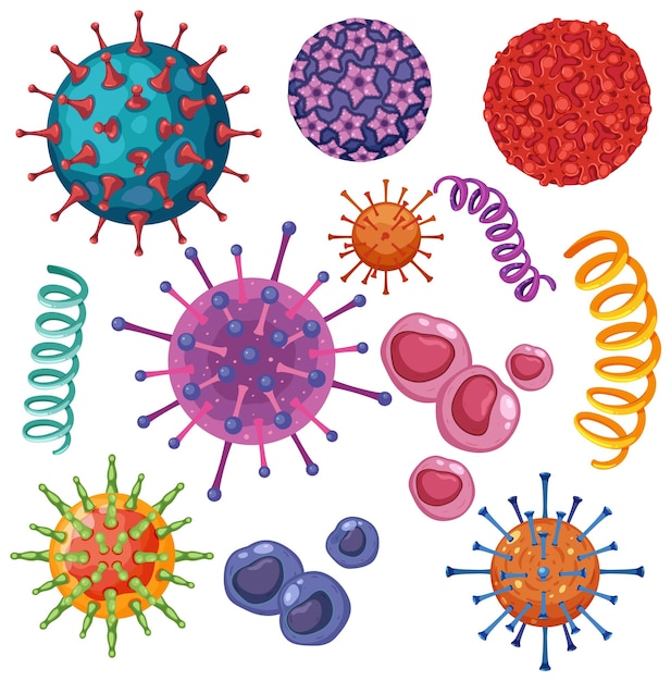 Free vector set of virus and bacteria icons