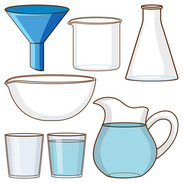 Set of water container simple cartoon style