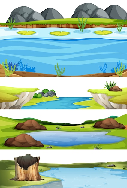 Free Vector set of water landscape