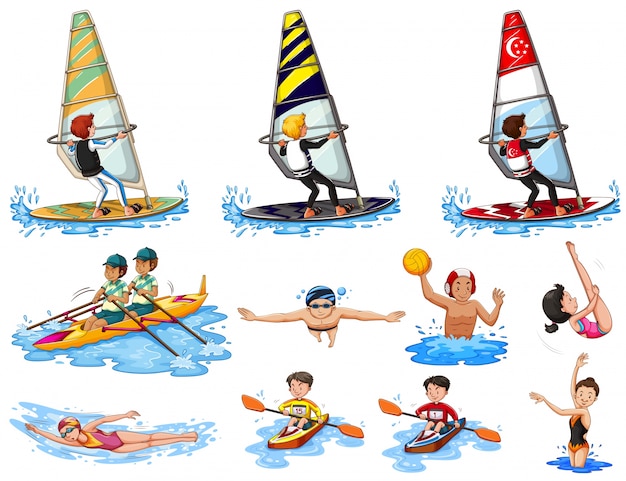 Free Vector set of water sports illustration