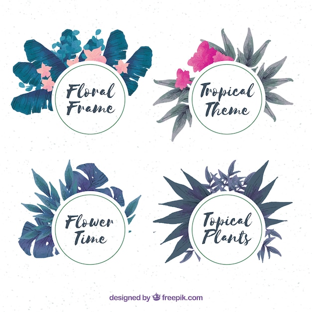 Free Vector set of watercolor floral wreaths