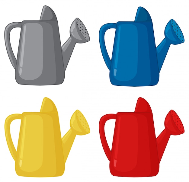 Set of watering can different colour