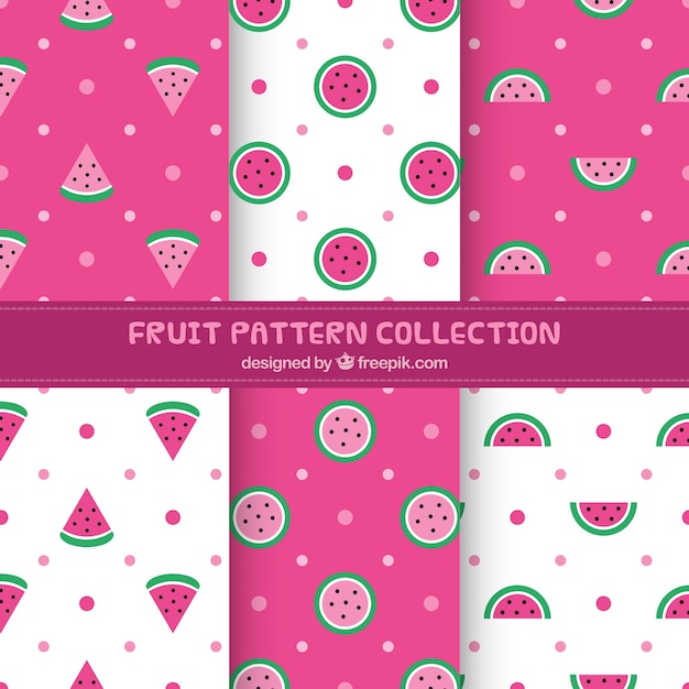 Free Vector set of watermelon decorative patterns