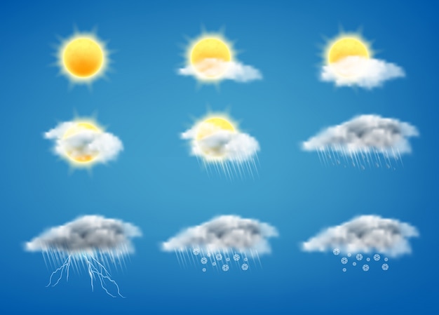 Free Vector set of weather forecast icons for web interfaces or mobile apps