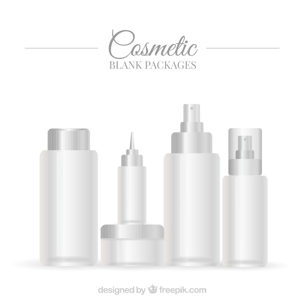 Free Vector set of white beauty product packaging