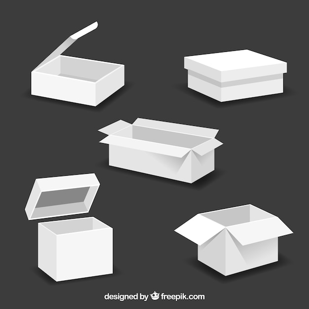 Set of white boxes to shipping in flat style