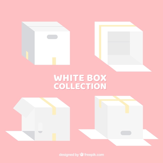 Set of white boxes to shipping in flat style