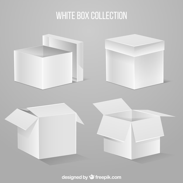 Set of white boxes to shipping in realistic style