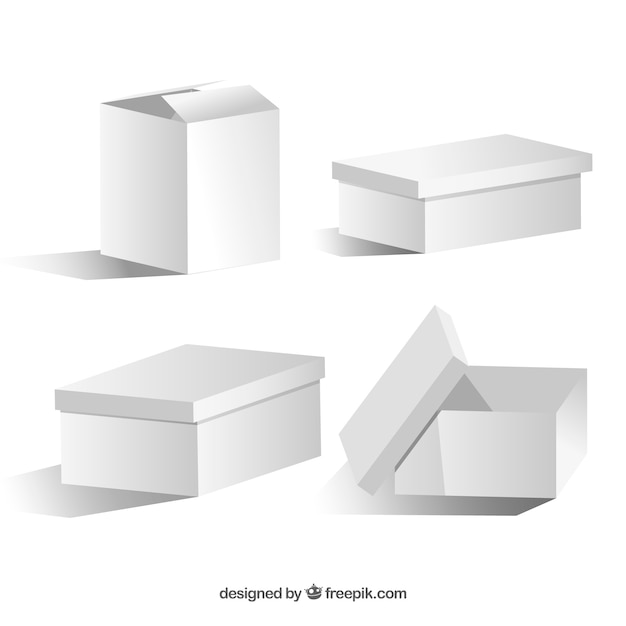 Set of white boxes to shipping