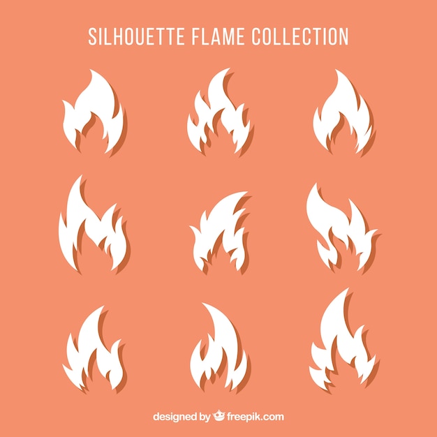 Free vector set of white silhouettes of fire