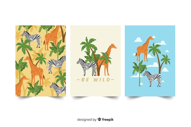 Set of wild animal cards