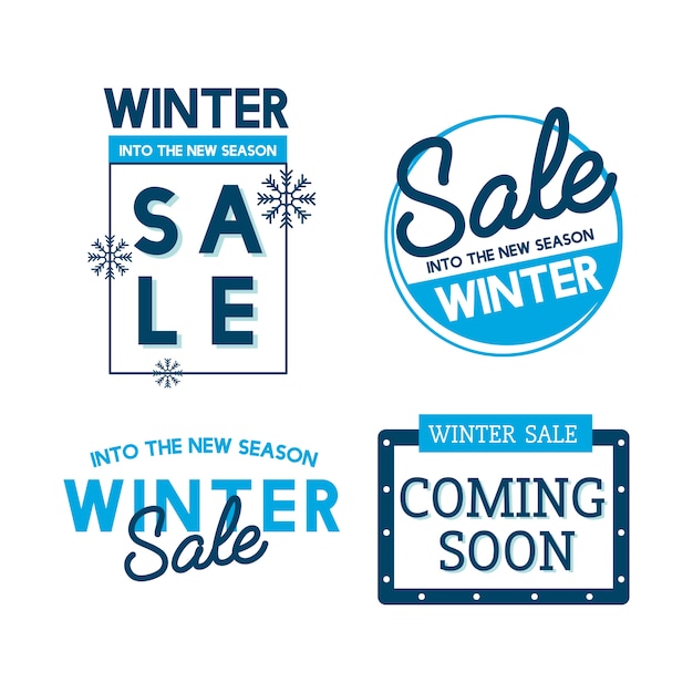 Set of winter sale badge vectors