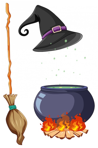 Set of witch and wizard objects