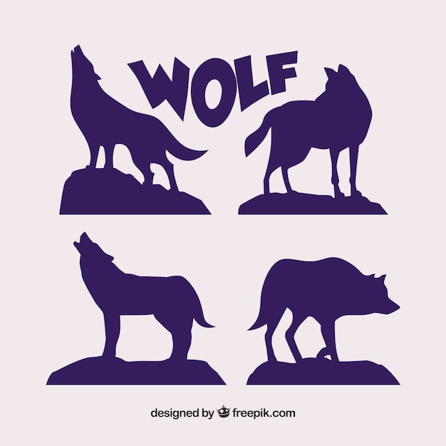 Free Vector set of wolf silhouettes