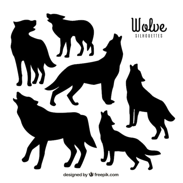 Free Vector set of wolve silhouettes