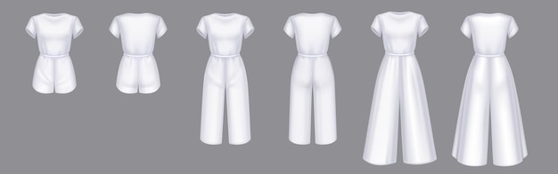 Free Vector set of women jumpsuit 3d vector overalls mockup