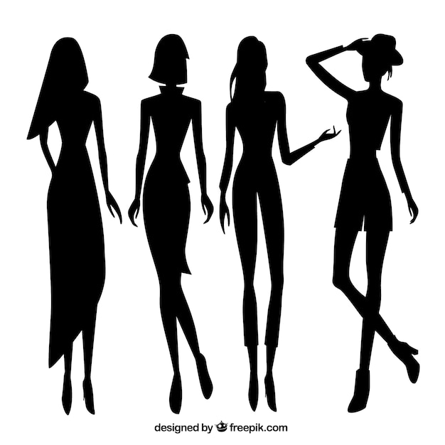 Free vector set of women model silhouettes