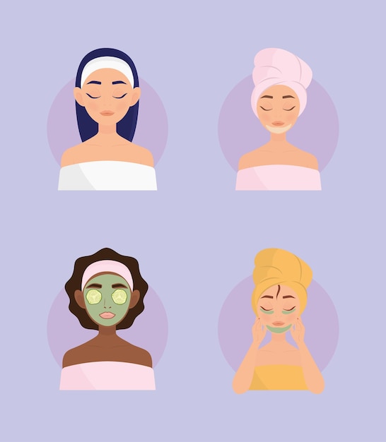 Free Vector set of women skin care